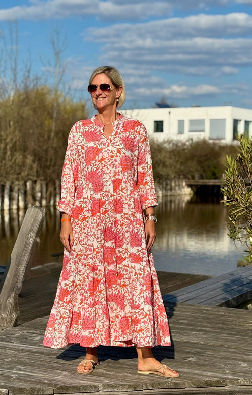 Maxi Dress "Indian Flower" coral