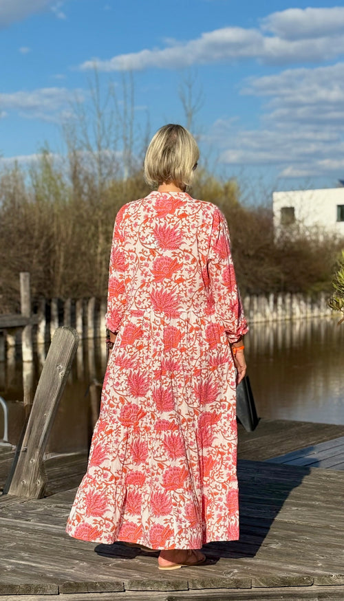 Maxi Dress "Indian Flower" coral