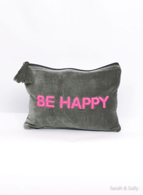Samttäschchen Size L "Be Happy"