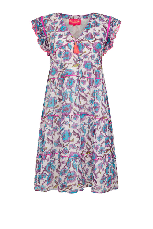 Dress "Flowerfield blue" short