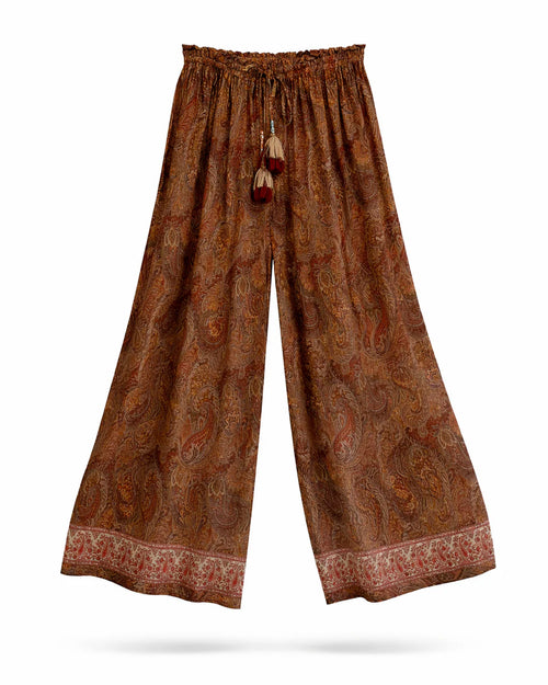 Seiden/Cotton Hose mit Band braunes Paisley