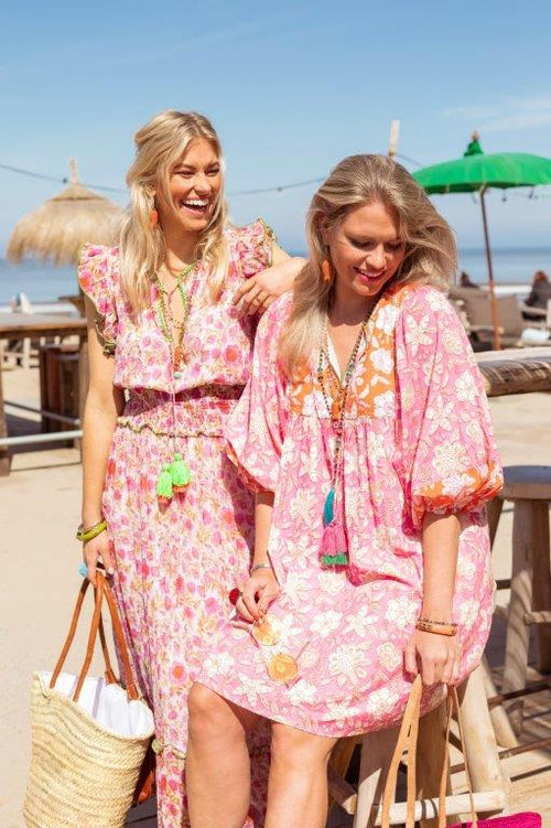 Short Dress "Pink Flower Garden"