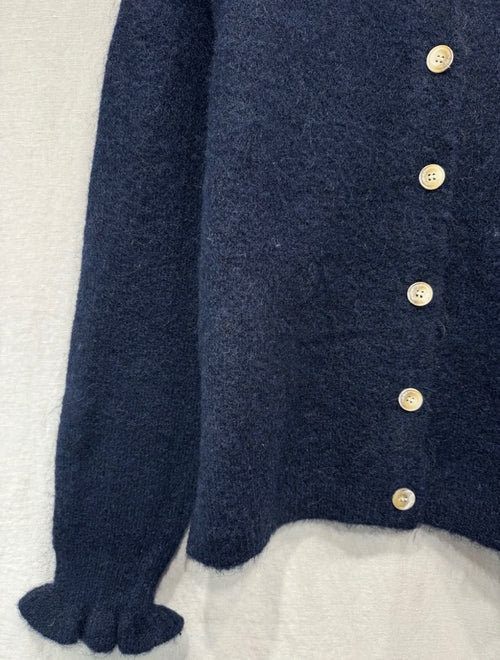 Strickjacke mit Rüschen navyblue