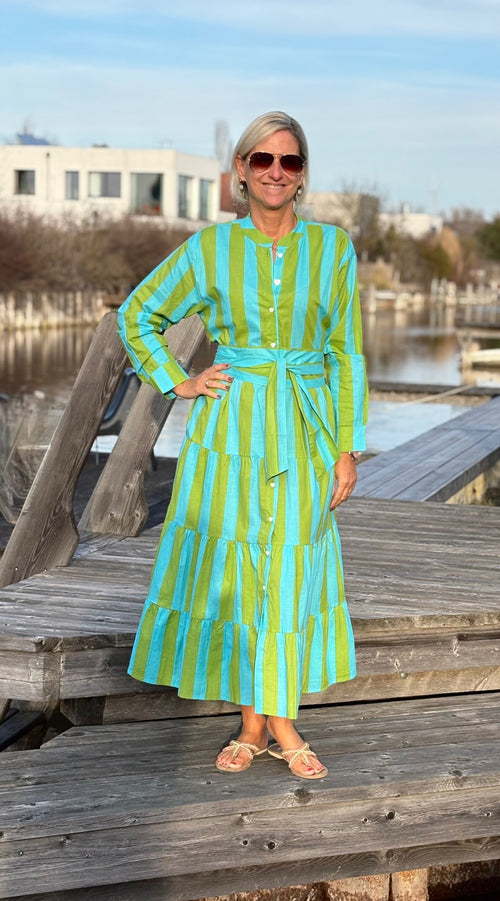 Maxi Dress "Stripes" türkis/grün