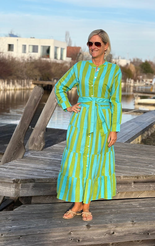 Maxi Dress "Stripes" türkis/grün