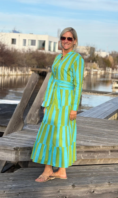 Maxi Dress "Stripes" türkis/grün