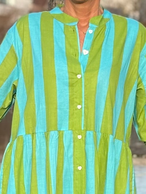 Maxi Dress "Stripes" türkis/grün