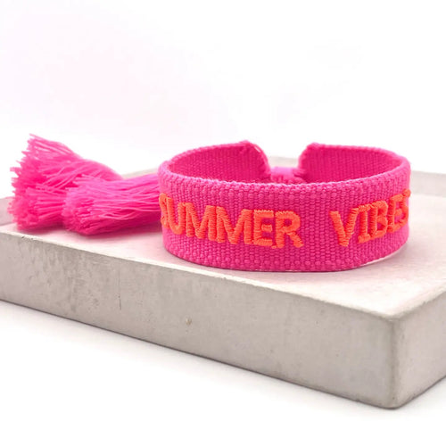 Webarmband "Summer Vibes" neon pink/neon coral