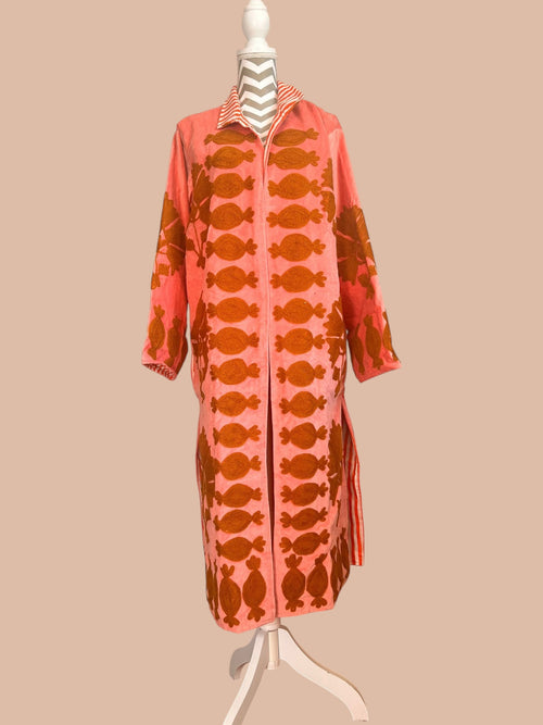 Velvet Suzani Kimono Mantel rosa/camel