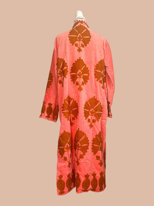 Velvet Suzani Kimono Mantel rosa/camel