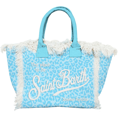 Tasche Vanity Canvas Large Pastell Leopard blue