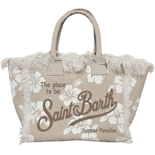 Tasche Vanity Canvas Large "Hibiscus" beige