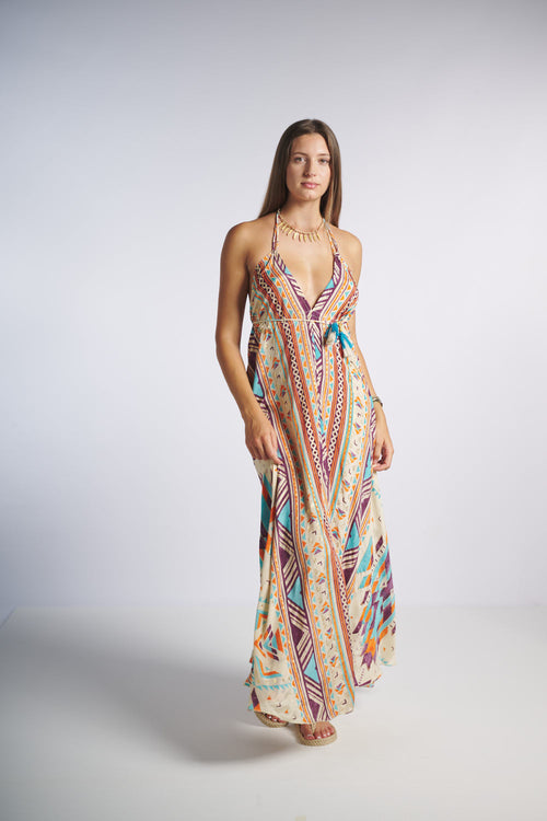 Seiden Dress Mare long "Aztek"