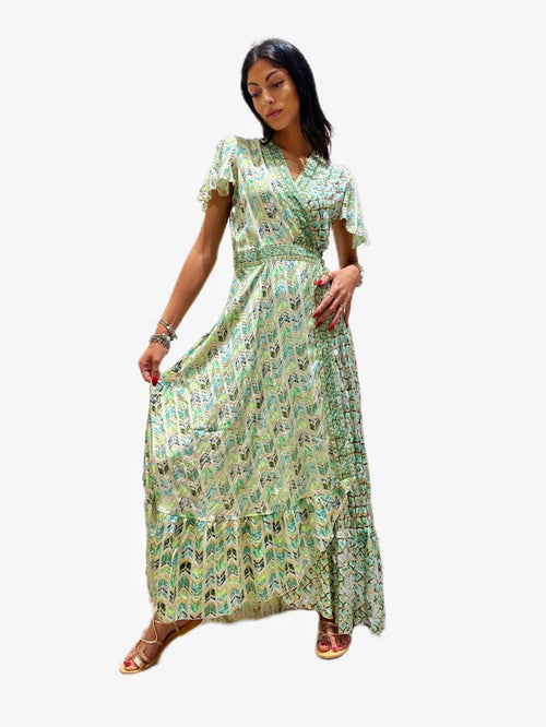 Seiden Wickeldress Jeanne green Patch