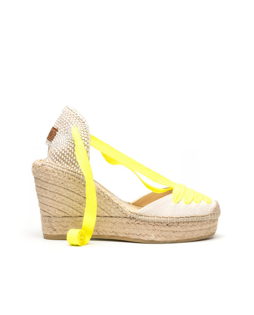 Espandrillo Wedges Lona white/neon gelb