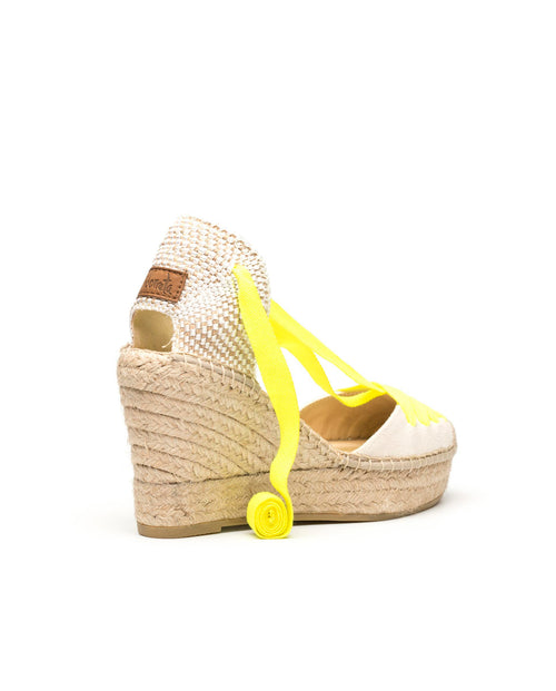 Espandrillo Wedges Lona white/neon gelb