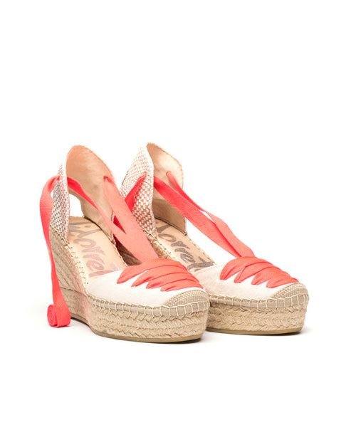 Espandrillo Wedges Lona white/neon pink