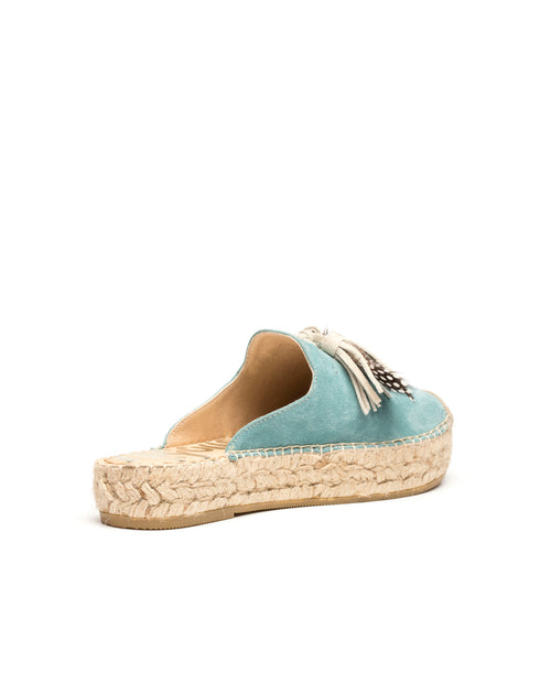 Espandrillos/Flats Nubukleder Tassel aqua