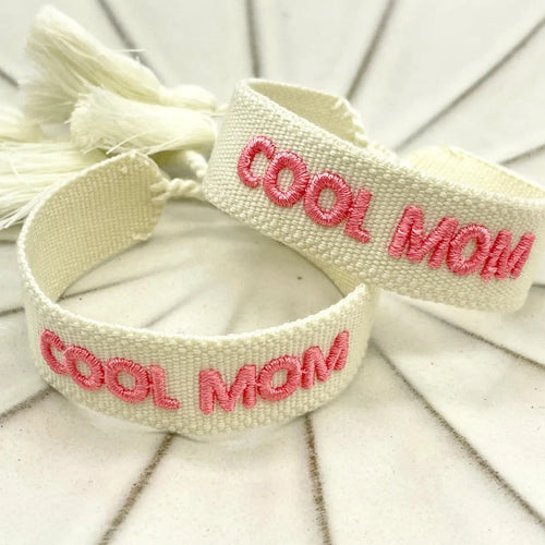 Webarmband "Cool Mom" white/pink