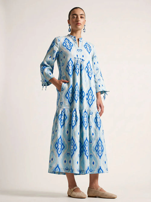 Catmint Dress Blue Ikat