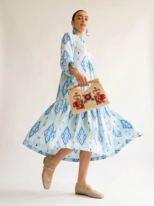 Catmint Dress Blue Ikat