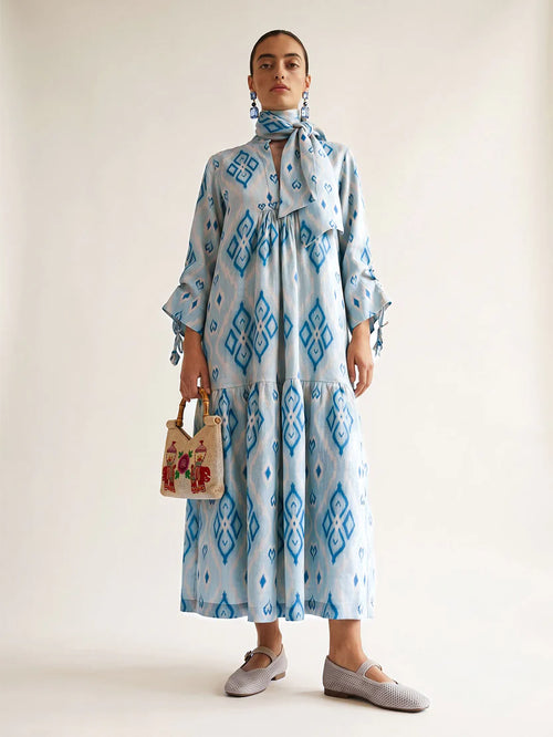 Catmint Dress Blue Ikat