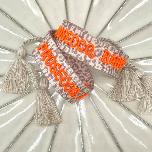 Webarmband "Prosecco Baby" leo/neon orange