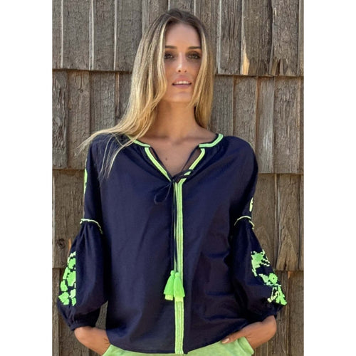 Blouse "Cyclone" navy/lime