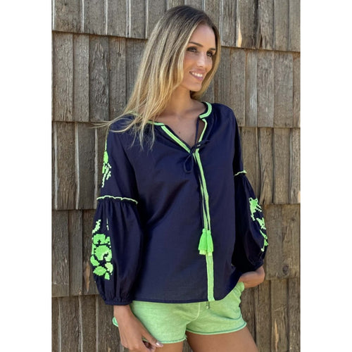 Blouse "Cyclone" navy/lime