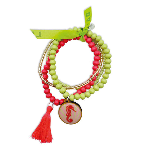 Armbandset " Seepferdchen" in pink/pistazie