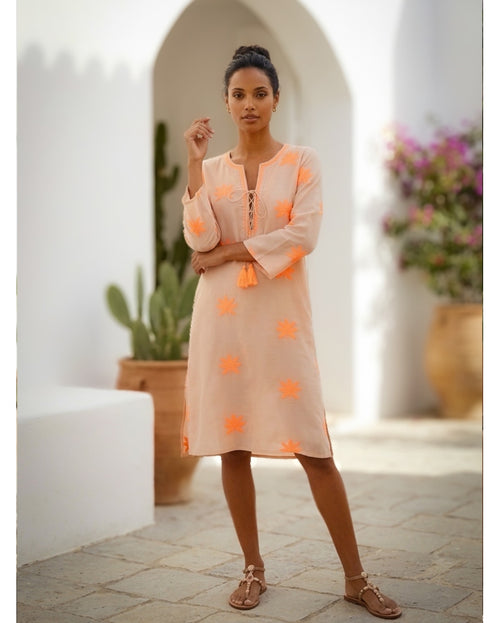 Gloria Dress short Lotus Almond/orange