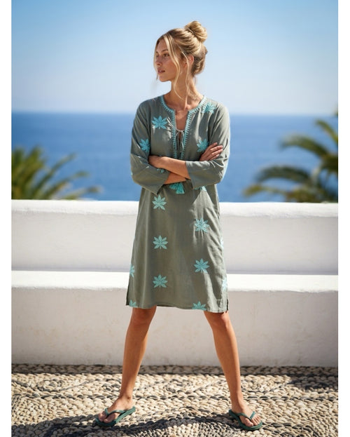 Gloria Dress short Lotus khaki/Aqua