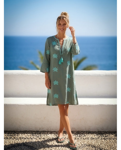 Gloria Dress short Lotus khaki/Aqua