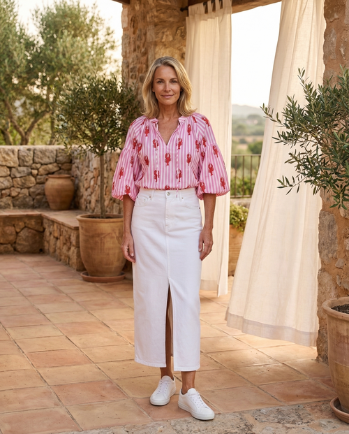 Blouse "Pink Stripes Lobster"