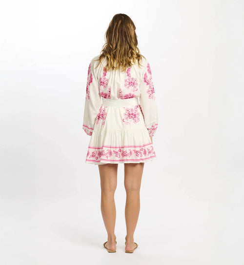 Short Dress "Anika" white/pink