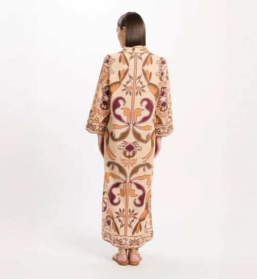Kaftan Dress "Cruise" beige/orange/braun
