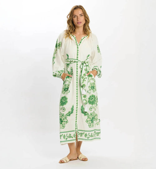 Midi Dress "Dana" white/green