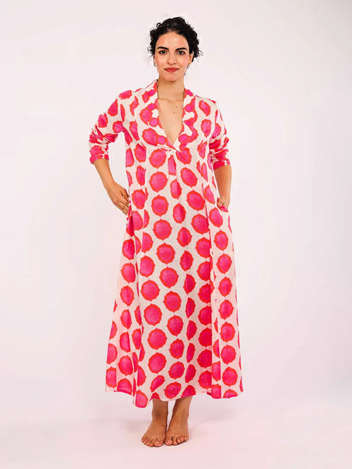 Amethyst Kaftan Linen Ikat pink