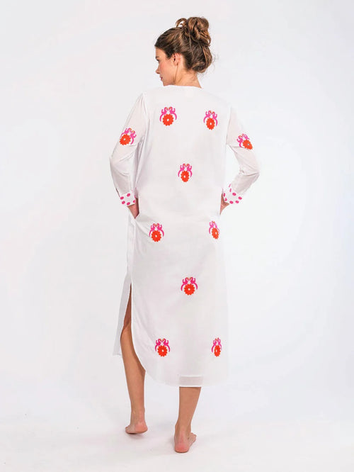 Amethyst Kaftan Gujarat Birds pink/orange