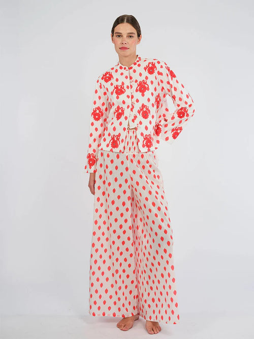 Comfrey Jacket Dots Red "Gujarat Bird Bestickung"