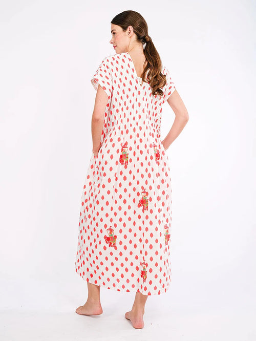 Sea Cale Dress Red Dots/Elephant