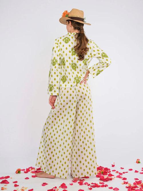 Comfrey Jacket Dots Lime "Gujarat Bird Bestickung"