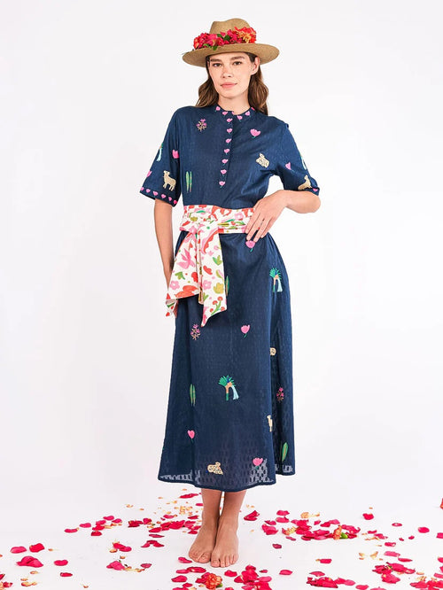 Cassia Dress Jungle navy