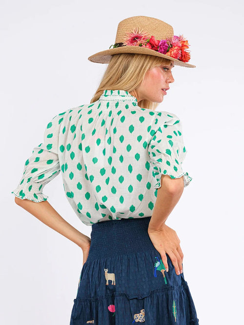 Bergamot Blouse Emerald Dots