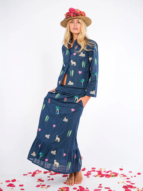 Goldenseal Skirt Navy "Little Jungle"