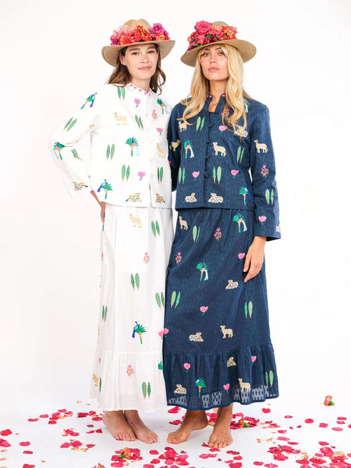 Goldenseal Skirt Navy "Little Jungle"