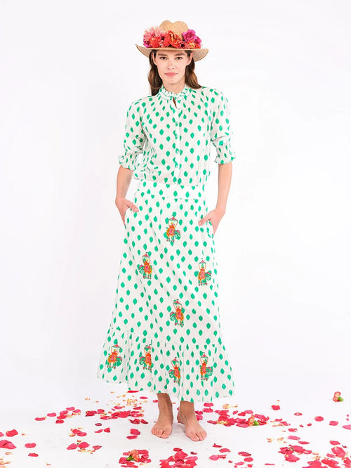 Bergamot Blouse Emerald Dots