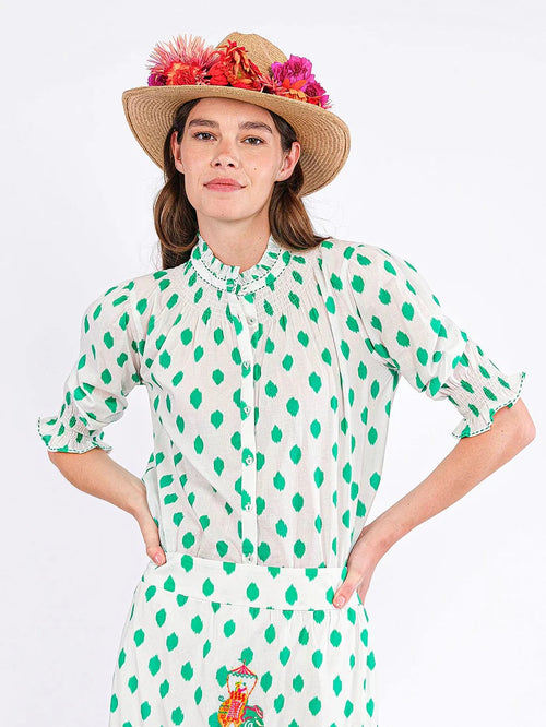 Bergamot Blouse Emerald Dots