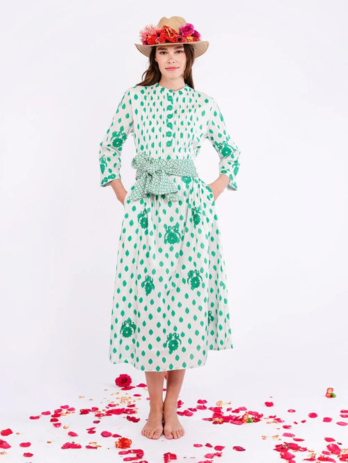 Dress Woodruff Dots emerald Birds