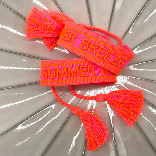Webarmband "Summer Breeze" neon pink/neon coral